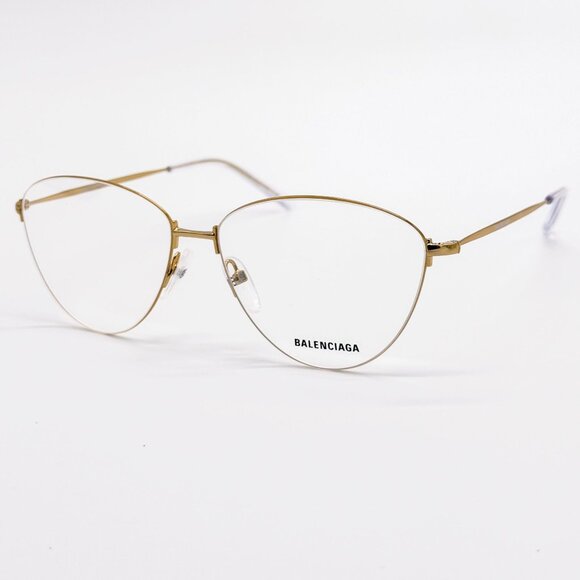 NEW BALENCIAGA EYEGLASSES BB0034O 003 CAT EYE GOLD WOMEN EYEWEAR BALENCIAGA - Picture 3 of 8